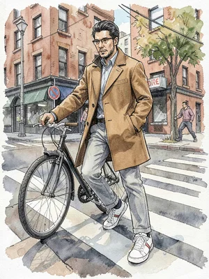 Cyclist tailored coat sneakers