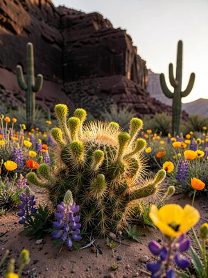 Cholla Cactus Buds with Backlight Halo