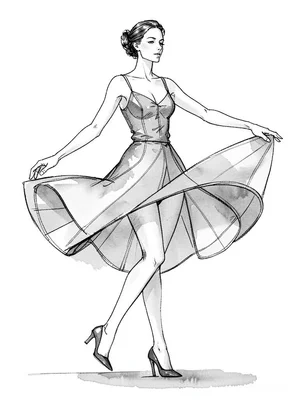 Model pivoting skirt swirling