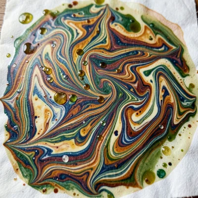 Overmarbled pattern: second marbling session over first dried layer creating com