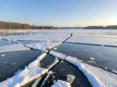 Shore ice remaining while lake clears