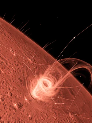 Solar tornado, rotating column of plasma anchored at one end to the chromosphere