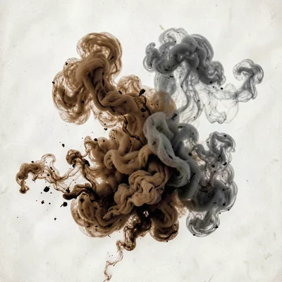 Wet dog smell visualized as muddy brown and grey turbulent forms