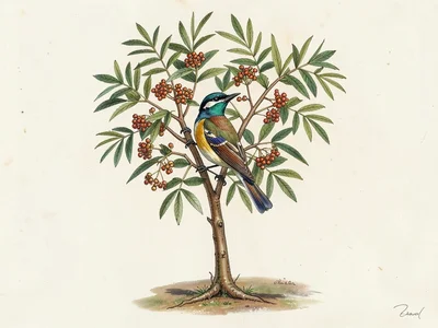 Indian Roller on Neem Branch