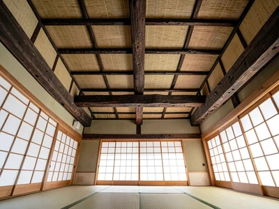 Traditional Ceiling Beam and Reed Construction