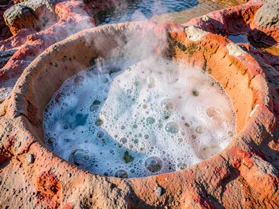 Mud pot bubbling creating texture