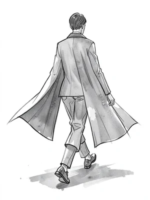 Walking figure cape trailing