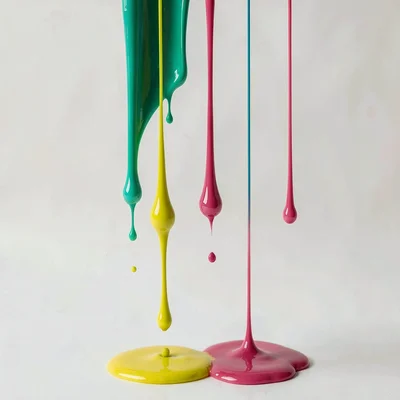 Paint drops suspended