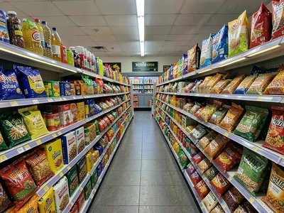 Convenience store aisle late night