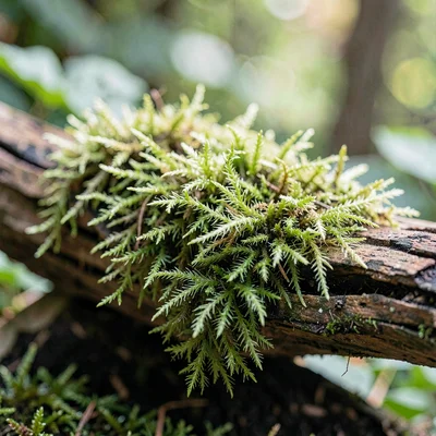 Aquatic plant study of java moss draped across a piece of spiderwood