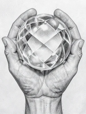 Hand holding crystal ball