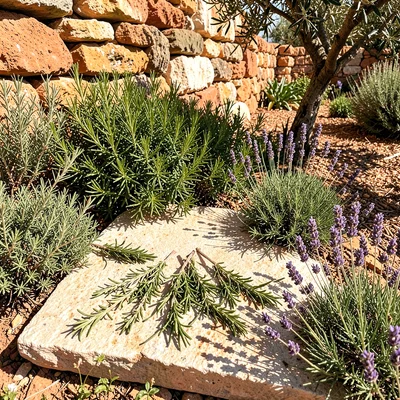 Thyme and Rosemary on Stone