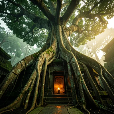 Banyan Roots at Temple Floor