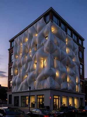 Building that breathes — facade made of organic membrane that inflates and defla