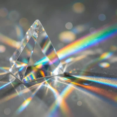 Tassel moving through beam of light, prismatic refraction, motion blur