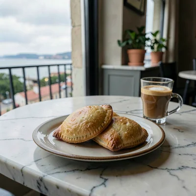 Quietly elegant photograph with Uruguayan sensibility, Medialunas on a plate, th