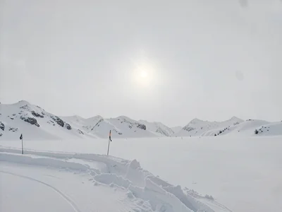 Sun dog visible in white sky