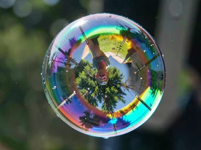 Interior of bubble showing inverted scene