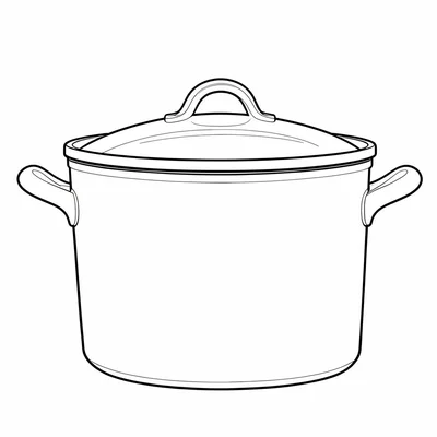 Orthographic front view of a single Dutch oven with looped lid handle and twin s