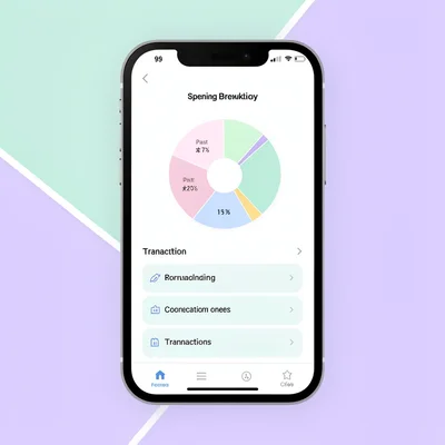 Flat UI app store screenshot of a budgeting app spending breakdown screen on a p