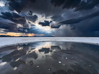 Storm clouds reflecting creating dramatic double sky