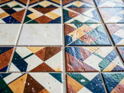Tile pattern meeting different surface material