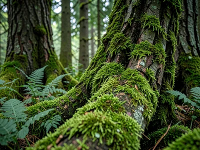 Moss and bark texture creating layers