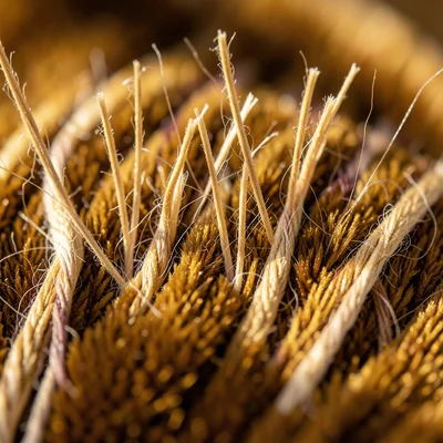 Velvet pile at macro: the individual cut fibers standing upright, the way light 