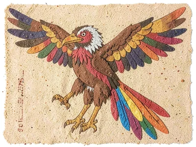 Thunderbird with rainbow tail