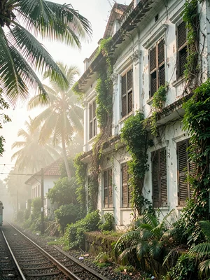 Colonial facade with tropical decay