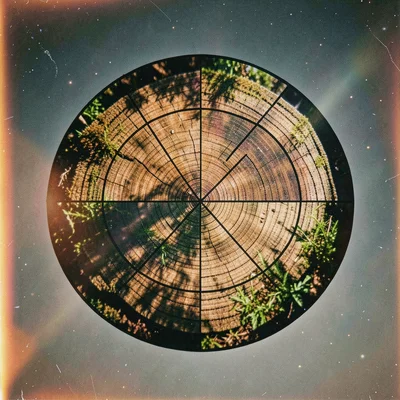 Circular geometry overlaid on tree rings, concentric construction matching organ