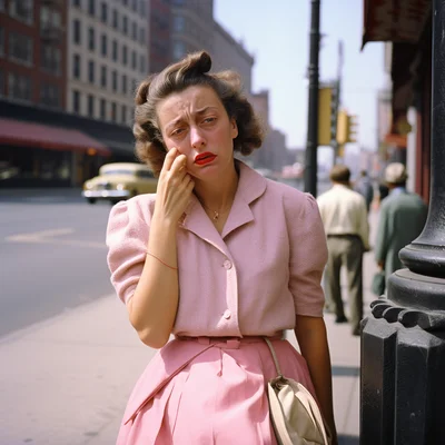 Vivian Maier color photo of a sad scene. color street