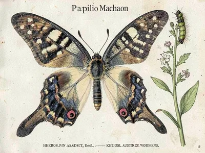 Swallowtail butterfly specimen plate