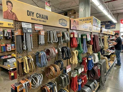Chain section, links of various sizes, cut to length while you wait