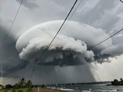 Shelf cloud leading organized storm