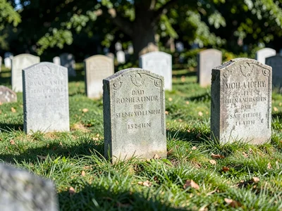 Cemetery headstones in compressed perspective