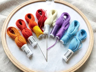 Full DMC Spectrum Thread Rainbow Flat-Lay