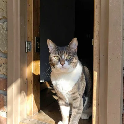 Cat in doorway shade