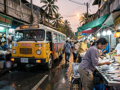 Wet market fish stall flash