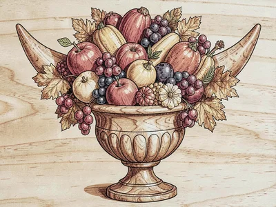 Marquetry cornucopia