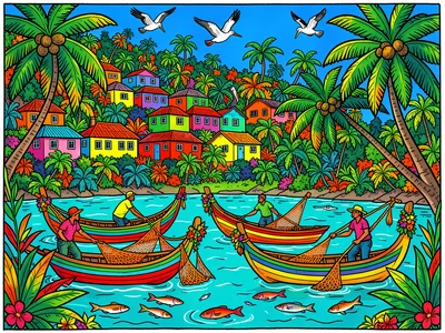 Village de Pêcheurs sur la Mer Turquoise
