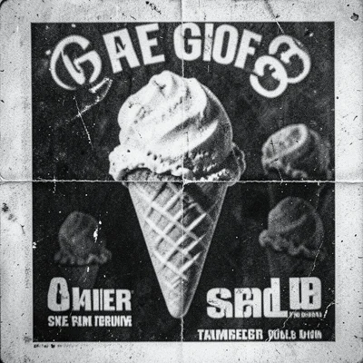 Multiple-generation copy of ice cream advertisement, colors shifted to abstract