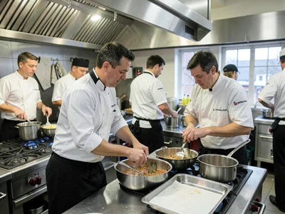 Kitchen staff during service