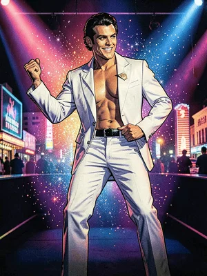Disco seventies white suit dancer