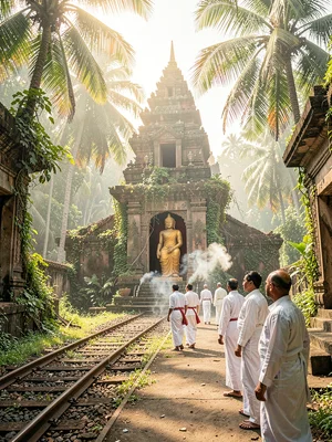 Buddhist temple doorway view