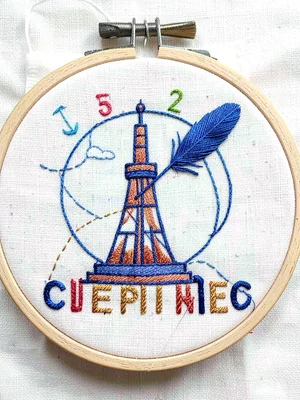 Station Model Stitch — Dew and Temp on Linen