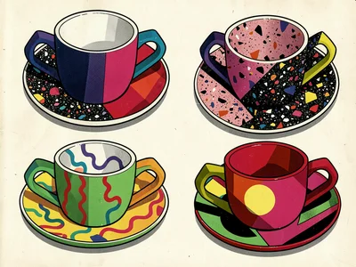 Memphis eighties tea set