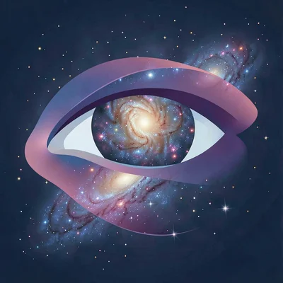 Morphing vector illustration, eye transforming into galaxy , smooth vector gradi