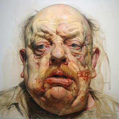 Painting portrait by Jenny Saville. homer simpson