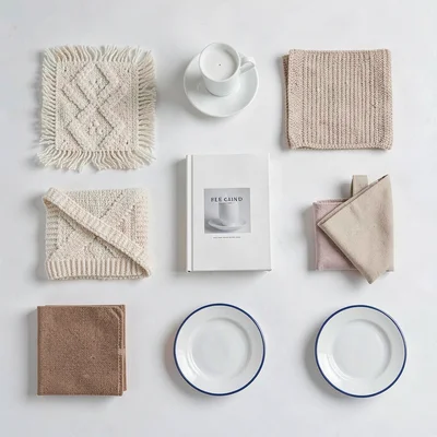 Top-down catalog of accessory pack — tiny rugs, lamps, books, dishes — even spac
